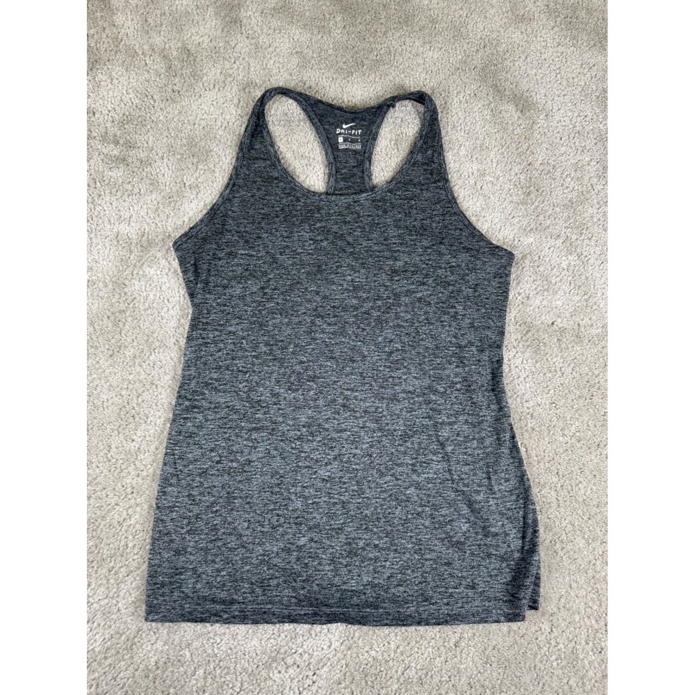 Nike Dri-FIT Womens Racerback Tank Top Charcoal Grey Heather Mesh Back Size M